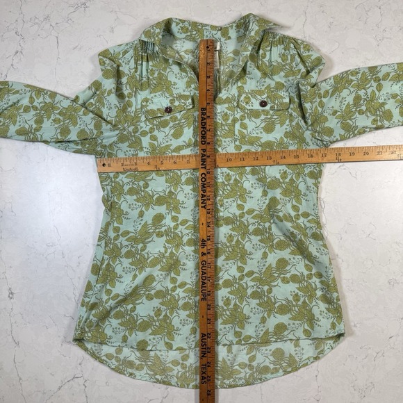 Matilda Jane Blouse Shirt Secret Fields Floral Mint & Olive Womens XS 3/4 Sleeve - Picture 11 of 14